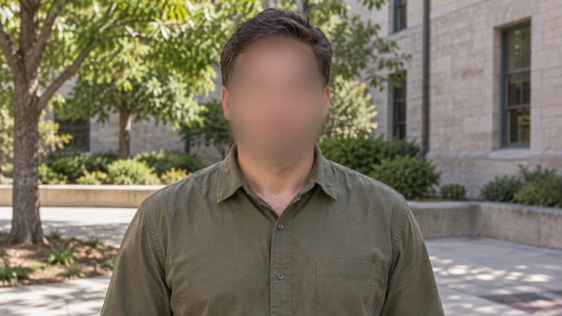 Portrait with a strongly blurred face and its saliency focal point