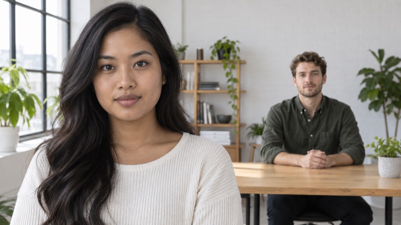 Portrait with two people and the saliency-only focal point on the foreground subject’s torso